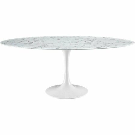 PRIMEWIR Lippa Dining Table with Faux Marble Top on White Metal Base, 78 in. EEI-1659-WHI